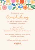 Foto-Einladung Einschulungsfeier buntes Blumenmuster 3