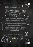 Foto-Einladungskarte Einschulung bunte Kreide-Doodles 3