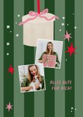 Foto-Geburtstagskarte Weihnachten Geschenkbox gestreift  2