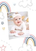 Foto-Glückwunschkarte 1. Geburtstag Mädchen Regenbogen 2