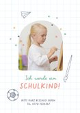 Fotokarte Einladung Einschulung Regenbogen & Doodles 2