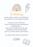 Fotokarte Einladung Einschulung Regenbogen & Doodles 3