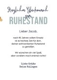 Fotokarte Glückwunsch zum Ruhestand blau mit gold Konfetti 3