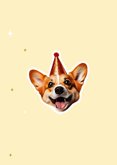 Geburtstagskarte 'I am here for the pawty' Corgi Partyhut 2