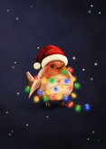 Geburtstagskarte Weihnachtsvogel Rotkehlchen Mütze 2