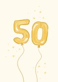 Gelbe Geburtstagskarte Luftballon '50' 2