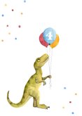 Glückwunschkarte Dino und buntes Konfetti 2