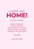 Glückwunschkarte Eigenheim Haus mit Gesicht und Herzchen 3