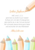 Glückwunschkarte orange Schulanfang Foto & Buntstifte 3