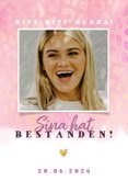 Glückwunschkarte rosa mit Foto und Tierprint 2