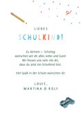 Glückwunschkarte Schulanfang blaue Eule mit Schultüte 3