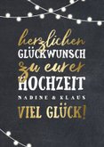 Glückwunschkarte zur Hochzeit Lichterkette und Typografie 2