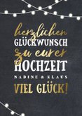 Glückwunschkarte zur Hochzeit Lichterkette und Typografie 2