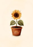 Gute Besserung Grußkarte Sonnenblume Topfpflanze 2