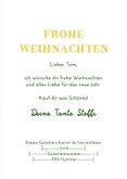 Gutschein-Weihnachtskarte Wichtel mit Schild 3