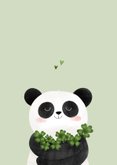 Karte Gute Besserung & viel Glück Panda mit Glücksklee 2