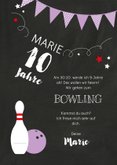  Kindergeburtstagseinladung Bowling lila 10 Jahre 3