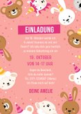 Kindergeburtstagseinladung pink lustige Tiere 6 Jahre 3