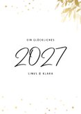 Neujahrsgruß 2027 Goldlook botanisch mit Foto 3