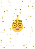 Neujahrskarte Emoji mit Brille und 2025 2