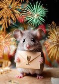 Neujahrskarte 'klitzekleine Neujahrsgrüße' Maus 2