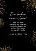Neujahrskarte Uhr und Feuerwerk 3