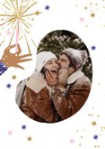 Neujahrskarte Wunderkerze und Sektglas 2