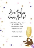 Neujahrskarte Wunderkerze und Sektglas 3