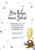 Neujahrskarte Wunderkerze und Sektglas 3