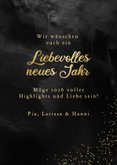 Neujahrskarten Foto goldener Rahmen Schwarz 'Liebevoll' 3