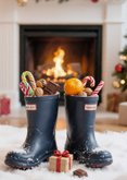 Nikolauskarte Gummistiefel Schnee Kamin Adventsgrüße 2