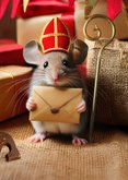 Nikolauskarte Nikolausgruß klitzekleine Maus mit Brief 2