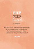 'Piep piep hurra' orangene Geburtstagskarte mit Maus 3