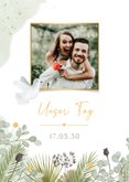 Save the Date Hochzeitskarte zwei weiße Tauben grüne Zweige 2