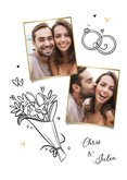 Save-the-Date-Karte Hochzeit Foto & Doodles Goldelemente 2