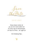 Save-the-Date-Karte Hochzeit Foto & Doodles Goldelemente 3