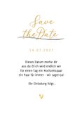 Save-the-Date-Karte Hochzeit Foto & Doodles Goldelemente 3