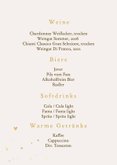 Speise-/Getränkekarte 'Wine and Dine' Foto und Goldschrift 2