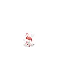 Taufeinladung Flamingo, Blumen und Herzen Rückseite
