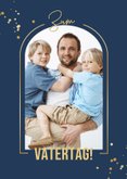 Vatertagskarte Bonuspapa mit Foto Blau Goldkleckse 2