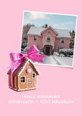 Weihnachtliche Umzugskarte pink mit Lebkuchenhaus 2