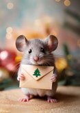 Weihnachtsgrußkarte kleine Maus mit Brief 2