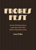 Weihnachtskarte braun-gestreift Ho Ho Ho strahlende Sterne 3