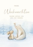 Weihnachtskarte Eisbär & Hase 3