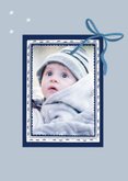 Weihnachtskarte Foto in blauem Rahmen mit Schleife 2