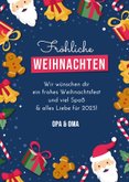 Weihnachtskarte für Kinder Weihnachtsmann & Geschenke 3