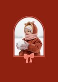 Weihnachtskarte mit Foto Bogen und Schleife auf rot 2