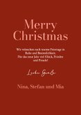 Weihnachtskarte mit Foto Bogen und Schleife auf rot 3