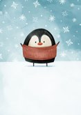 Weihnachtskarte mit kleinem Pinguin 'Warm hugs' 2