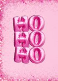 Weihnachtskarte rosa Glitzer Ho Ho Ho Folienluftballons 2